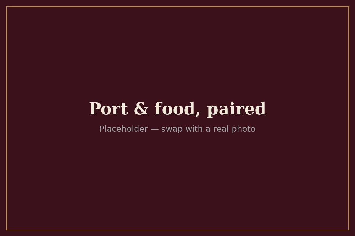 A glass of Port paired with food at the quinta